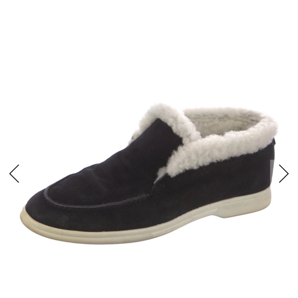 Women's Black Ankle Boots with Shearling Lining - Picture 2 of 4
